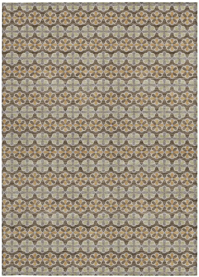 Chocolate And Purple Striped Washable Indoor Outdoor Area Rug Photo 3