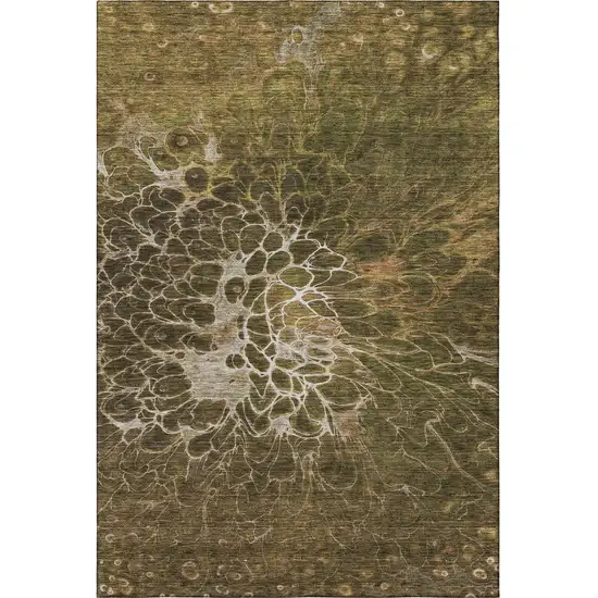 Chocolate And Silver Abstract Washable Area Rug With UV Protection Photo 3