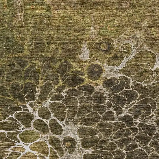 Chocolate And Silver Abstract Washable Area Rug With UV Protection Photo 2