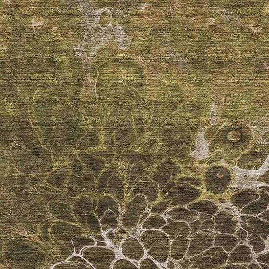 Chocolate And Silver Abstract Washable Area Rug With UV Protection Photo 2