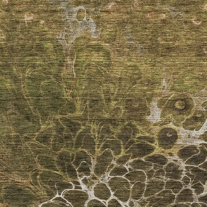 Chocolate And Silver Abstract Washable Area Rug With UV Protection Photo 2