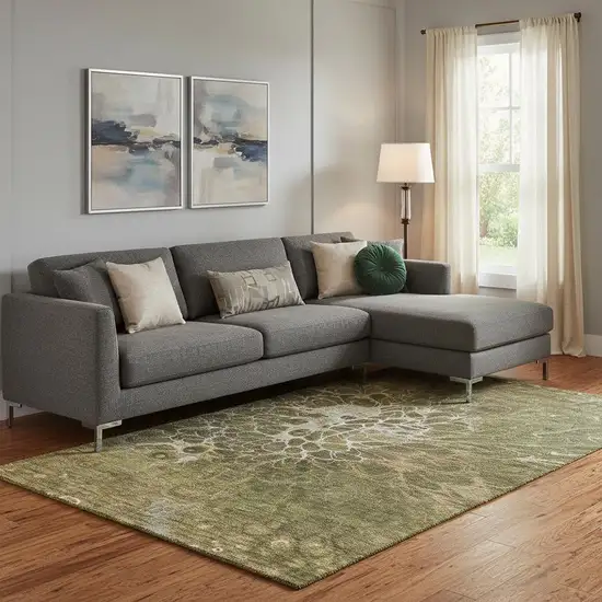 Chocolate And Silver Abstract Washable Area Rug With UV Protection Photo 1