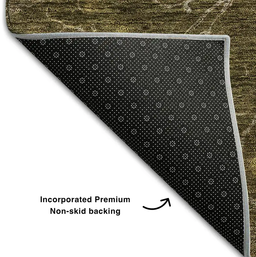 Chocolate And Silver Abstract Washable Area Rug With UV Protection Photo 6