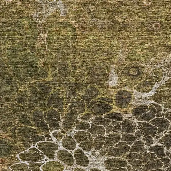 Chocolate And Silver Abstract Washable Area Rug With UV Protection Photo 2