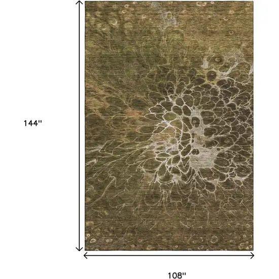 Chocolate And Silver Abstract Washable Area Rug With UV Protection Photo 3
