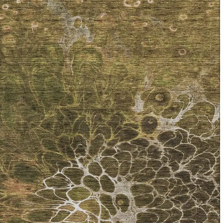 Chocolate And Silver Abstract Washable Area Rug With UV Protection Photo 3