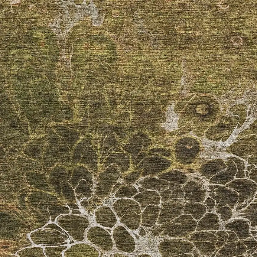 Chocolate And Silver Abstract Washable Area Rug With UV Protection Photo 2