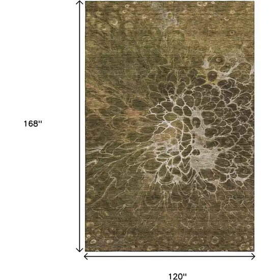 Chocolate And Silver Abstract Washable Area Rug With UV Protection Photo 3