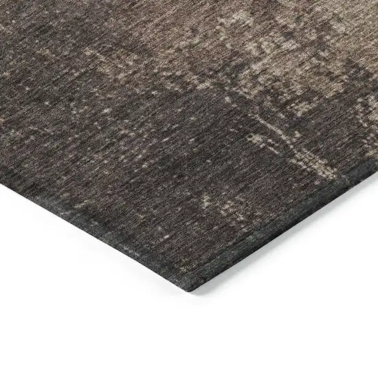 Chocolate And Taupe Abstract Washable Indoor Outdoor Area Rug Photo 9