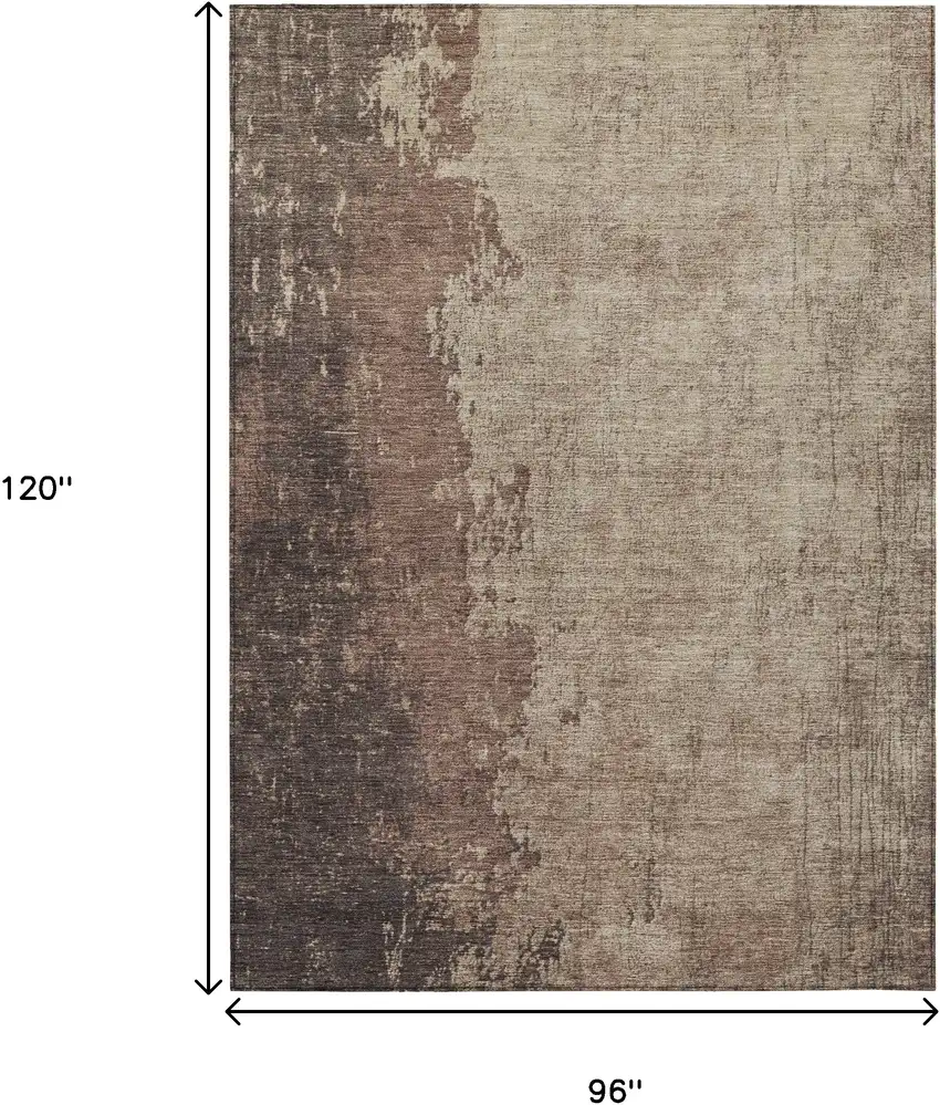 Chocolate And Taupe Abstract Washable Indoor Outdoor Area Rug Photo 9
