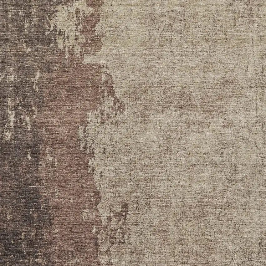 Chocolate And Taupe Abstract Washable Indoor Outdoor Area Rug Photo 1