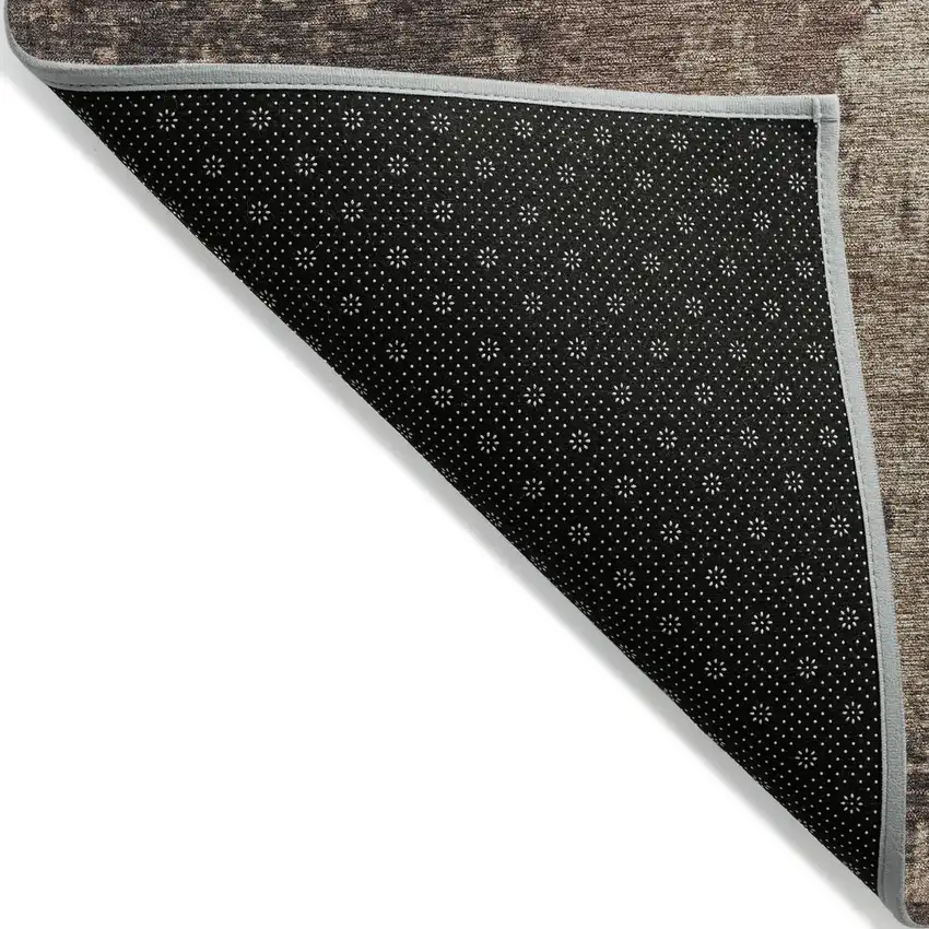 Chocolate And Taupe Abstract Washable Indoor Outdoor Area Rug Photo 4