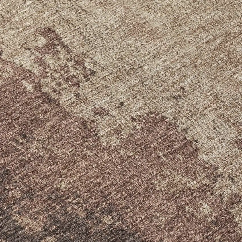 Chocolate And Taupe Abstract Washable Indoor Outdoor Area Rug Photo 8