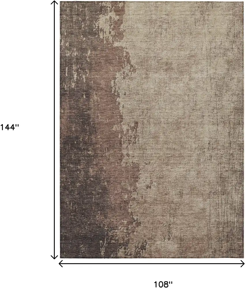 Chocolate And Taupe Abstract Washable Indoor Outdoor Area Rug Photo 9