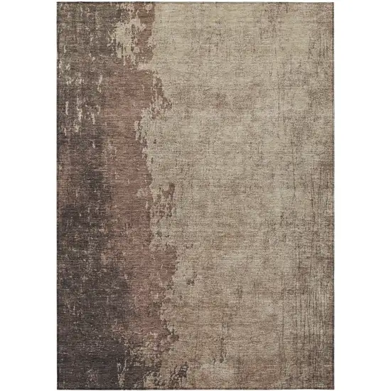 Chocolate And Taupe Abstract Washable Indoor Outdoor Area Rug Photo 9