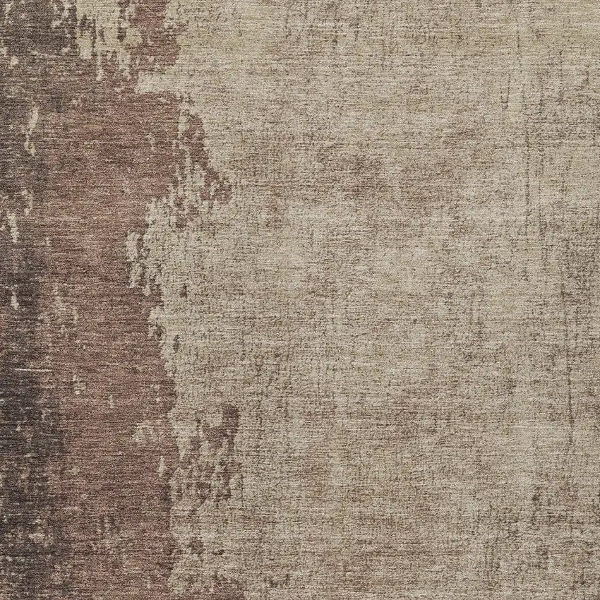 Chocolate And Taupe Abstract Washable Indoor Outdoor Area Rug Photo 1