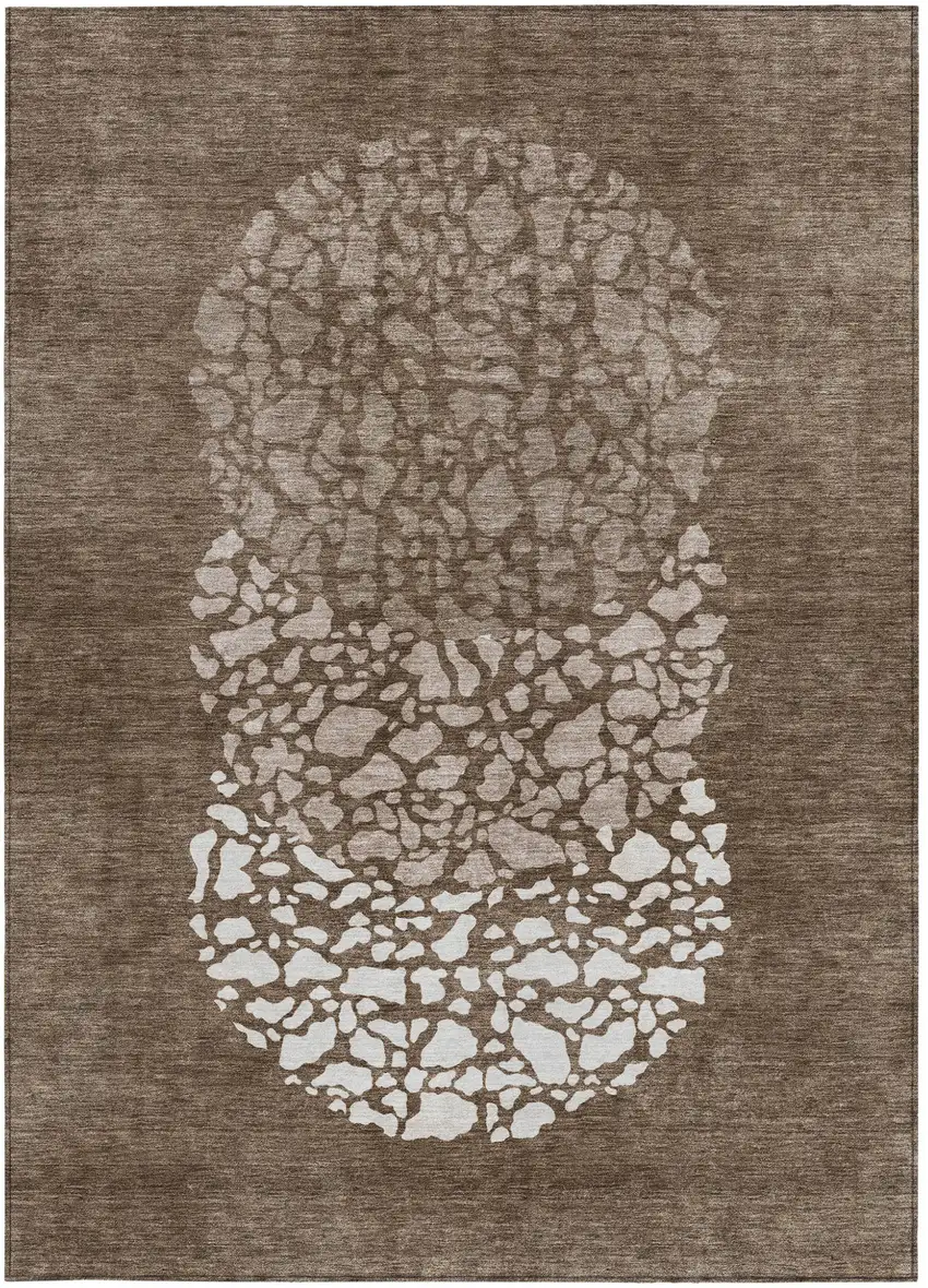 Chocolate And Taupe Abstract Washable Indoor Outdoor Area Rug Photo 6
