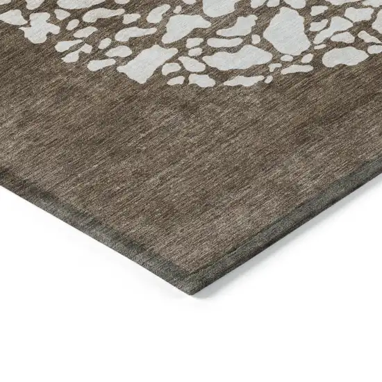 Chocolate And Taupe Abstract Washable Indoor Outdoor Area Rug Photo 4