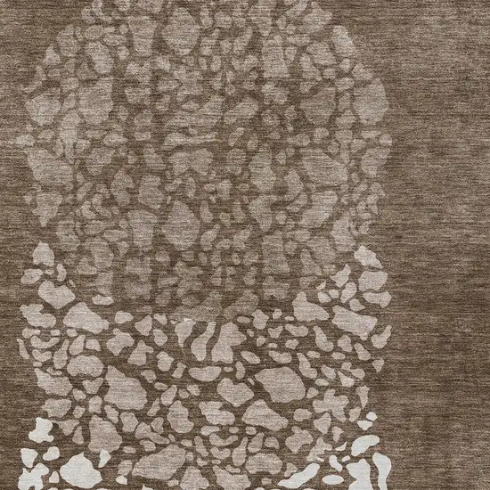 Chocolate And Taupe Abstract Washable Indoor Outdoor Area Rug Photo 5