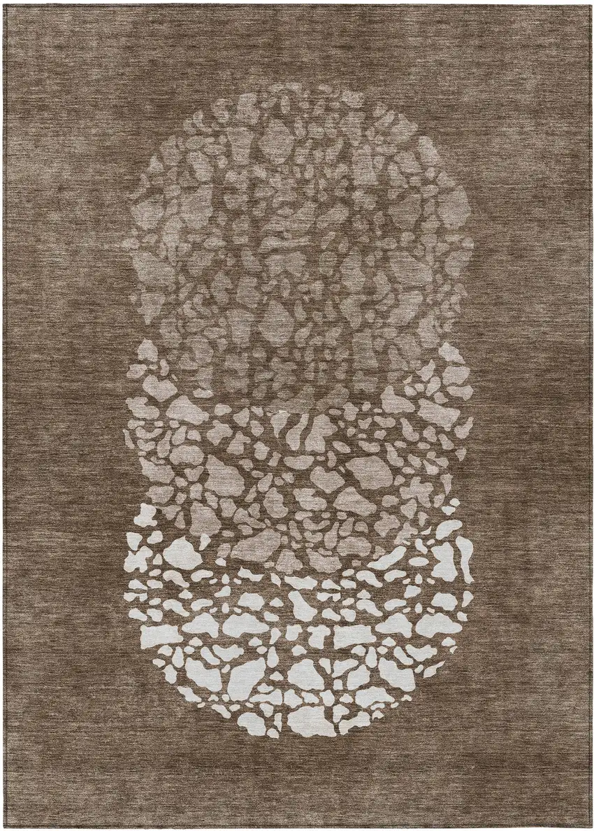 Chocolate And Taupe Abstract Washable Indoor Outdoor Area Rug Photo 2
