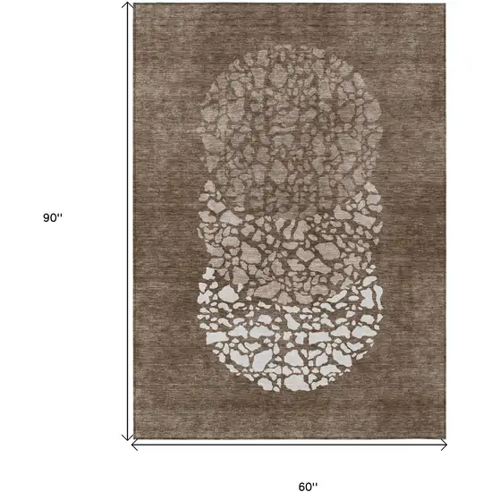Chocolate And Taupe Abstract Washable Indoor Outdoor Area Rug Photo 3