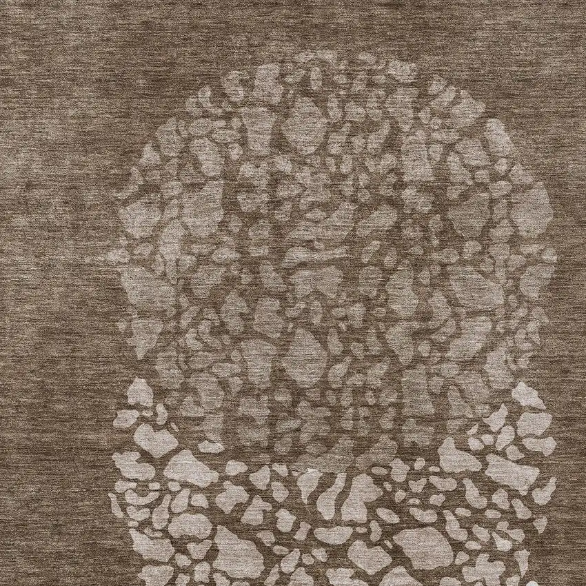 Chocolate And Taupe Abstract Washable Indoor Outdoor Area Rug Photo 6