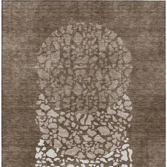 Chocolate And Taupe Abstract Washable Indoor Outdoor Area Rug Photo 7