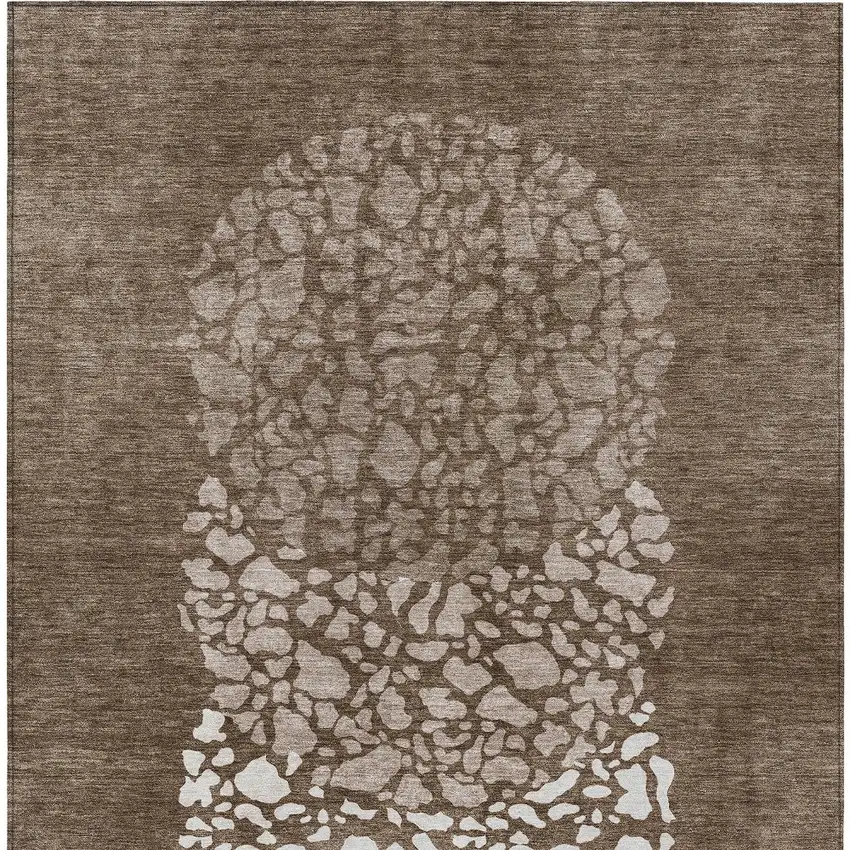 Chocolate And Taupe Abstract Washable Indoor Outdoor Area Rug Photo 7