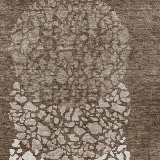 Chocolate And Taupe Abstract Washable Indoor Outdoor Area Rug Photo 6