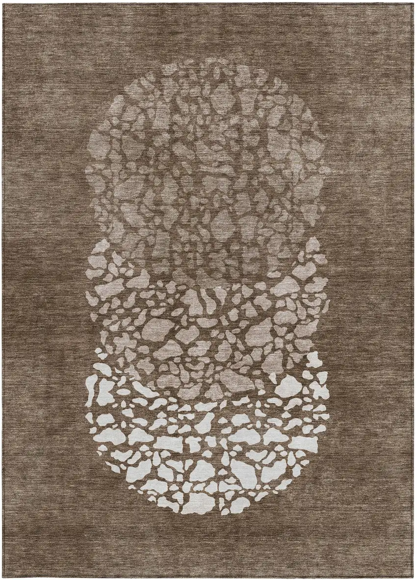 Chocolate And Taupe Abstract Washable Indoor Outdoor Area Rug Photo 6