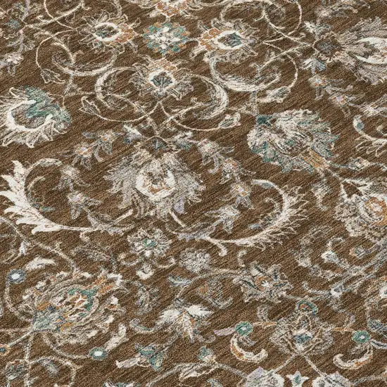 Chocolate And Taupe Botanical Leaves Washable Indoor Outdoor Area Rug Photo 5