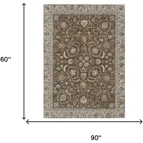 Chocolate And Taupe Botanical Leaves Washable Indoor Outdoor Area Rug Photo 6