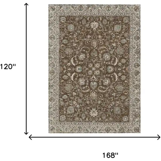 Chocolate And Taupe Botanical Leaves Washable Indoor Outdoor Area Rug Photo 6