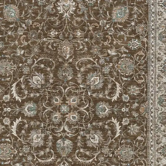 Chocolate And Taupe Botanical Leaves Washable Indoor Outdoor Area Rug Photo 2