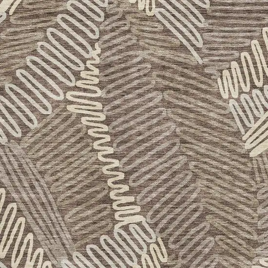 Chocolate And Taupe Floral Washable Area Rug With UV Protection Photo 3