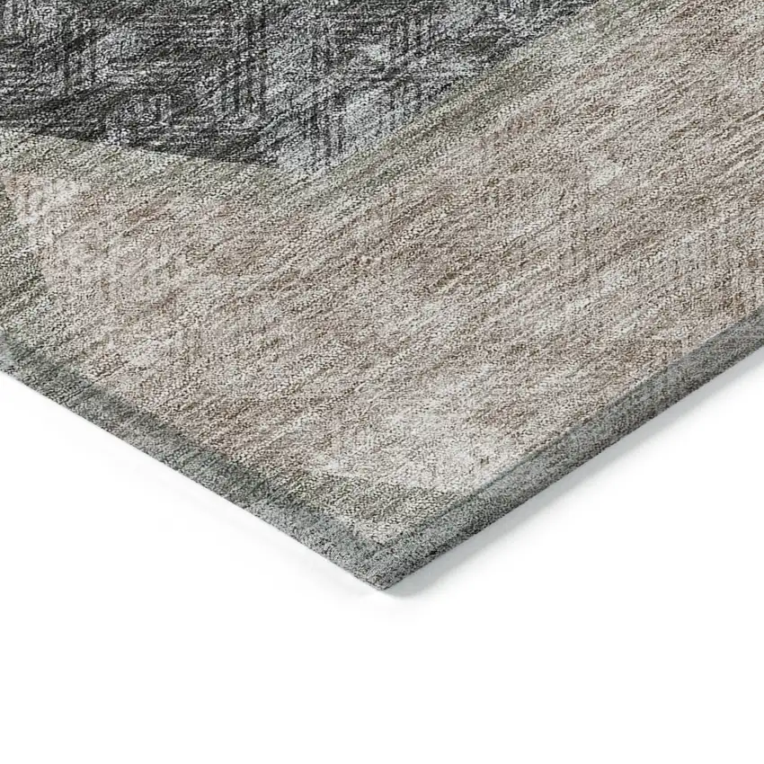Chocolate And Taupe Geometric Washable Indoor Outdoor Area Rug Photo 5