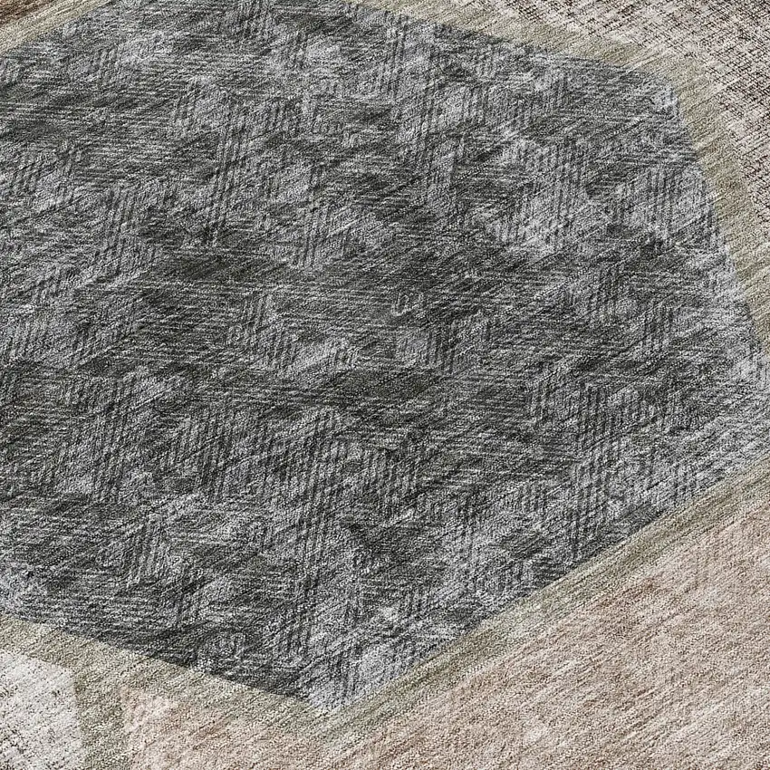 Chocolate And Taupe Geometric Washable Indoor Outdoor Area Rug Photo 8