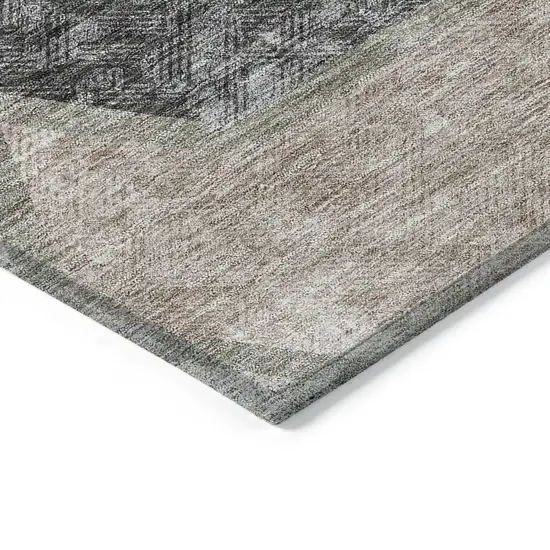 Chocolate And Taupe Geometric Washable Indoor Outdoor Area Rug Photo 5