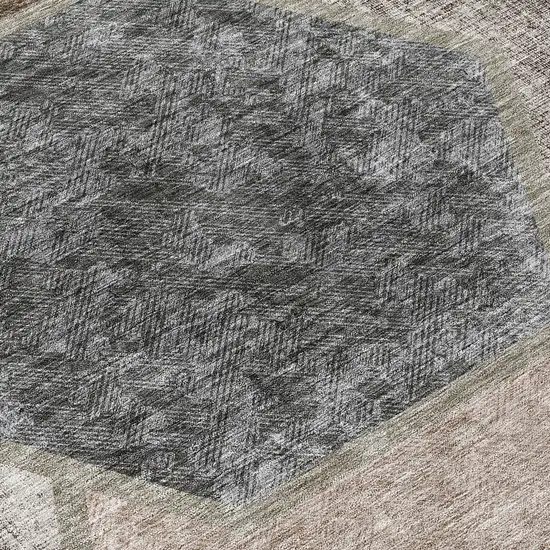 Chocolate And Taupe Geometric Washable Indoor Outdoor Area Rug Photo 8