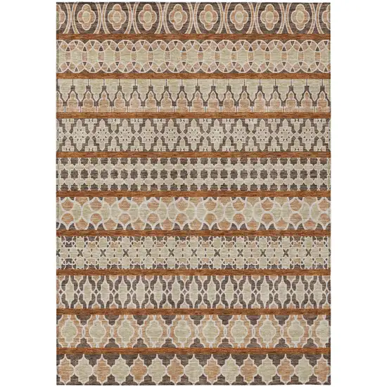 Chocolate And Taupe Quatrefoil Washable Indoor Outdoor Area Rug Photo 1