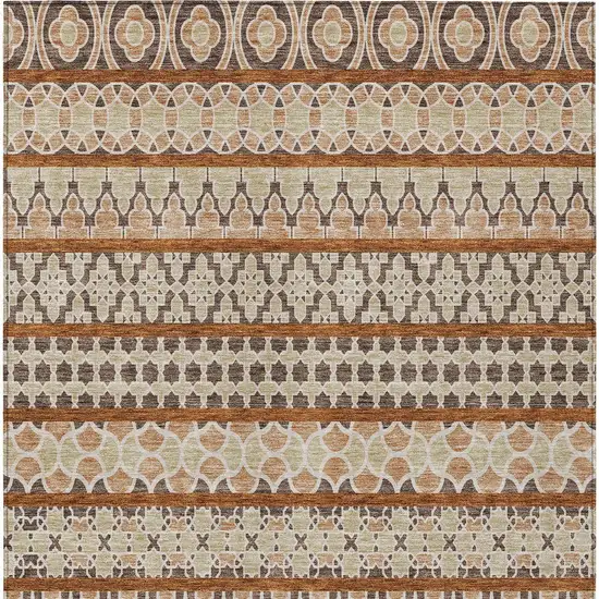 Chocolate And Taupe Quatrefoil Washable Indoor Outdoor Area Rug Photo 6