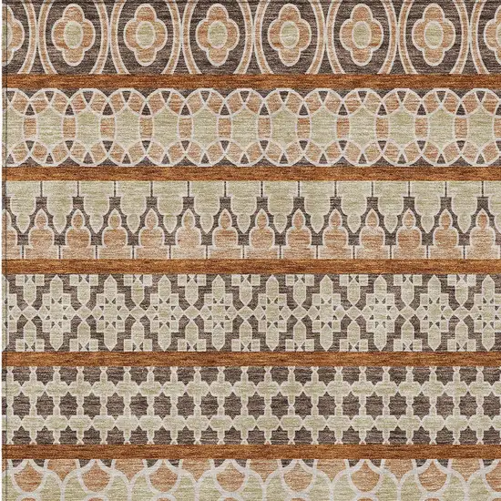 Chocolate And Taupe Quatrefoil Washable Indoor Outdoor Area Rug Photo 4