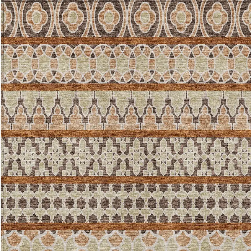 Chocolate And Taupe Quatrefoil Washable Indoor Outdoor Area Rug Photo 4