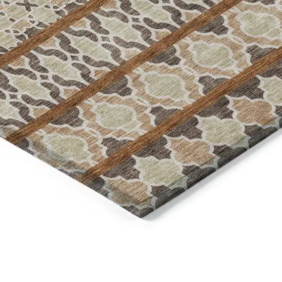 Chocolate And Taupe Quatrefoil Washable Indoor Outdoor Area Rug Photo 3