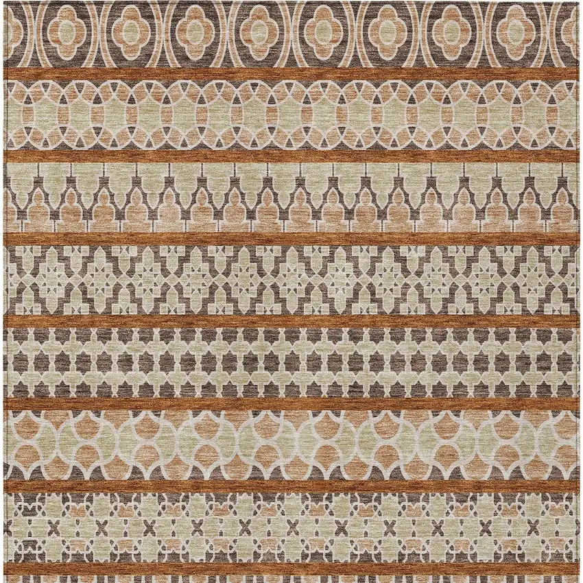 Chocolate And Taupe Quatrefoil Washable Indoor Outdoor Area Rug Photo 7