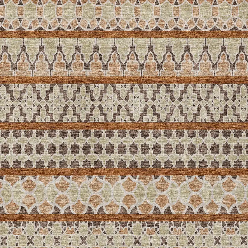 Chocolate And Taupe Quatrefoil Washable Indoor Outdoor Area Rug Photo 4