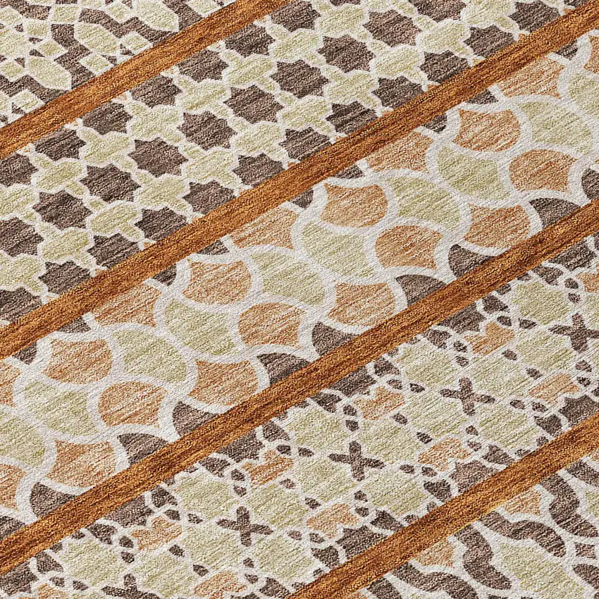 Chocolate And Taupe Quatrefoil Washable Indoor Outdoor Area Rug Photo 6