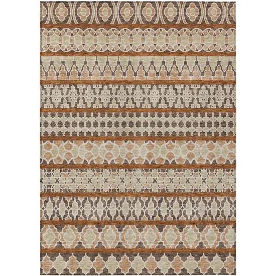 Chocolate And Taupe Quatrefoil Washable Indoor Outdoor Area Rug Photo 1