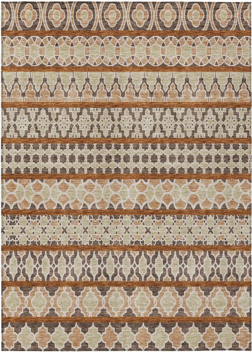 Chocolate And Taupe Quatrefoil Washable Indoor Outdoor Area Rug Photo 1