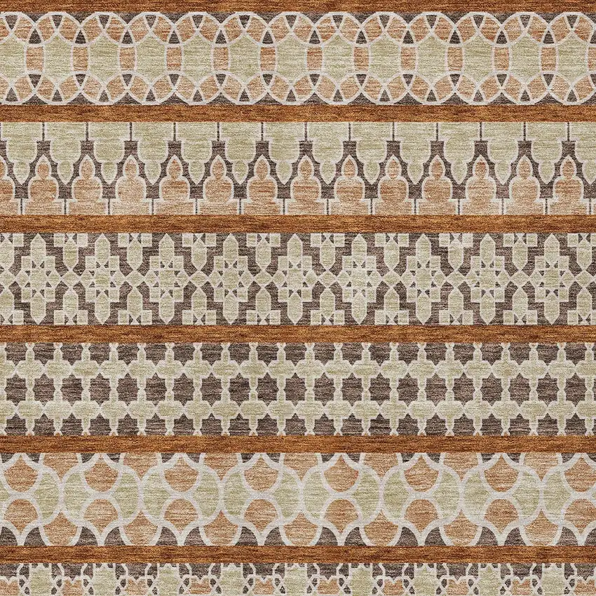 Chocolate And Taupe Quatrefoil Washable Indoor Outdoor Area Rug Photo 4
